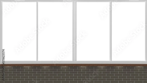 Fototapeta Window frame on a transparent background Windows for Design, Modern Interior House Building Empty White Frame Decoration