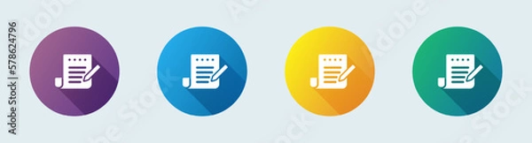 Fototapeta Draft solid icon in flat design style. Paper signs vector illustration.