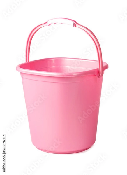 Fototapeta Empty plastic household bucket on a white background.