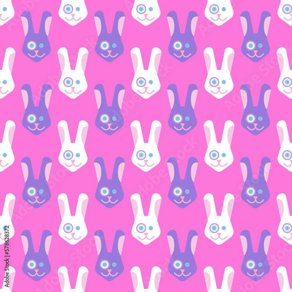 Fototapeta Cute Bunny with monocle ,Seamless pattern Background repeating 