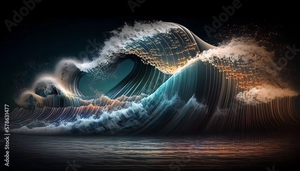 Fototapeta DIGITAL WAVE OF PROGRAMMING CODE