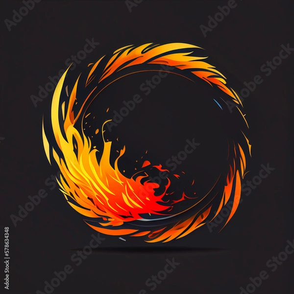 Fototapeta Fiery round circle border background for design and text. Generative AI