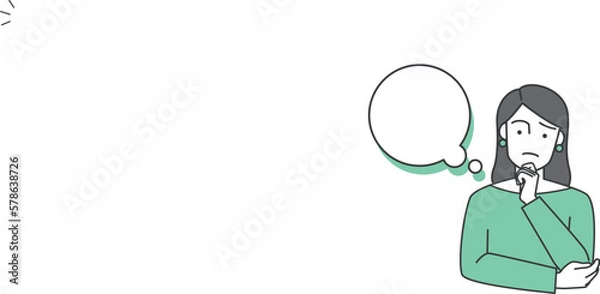 Obraz 女性が考え事をしながら悩んでいるベクターイラスト