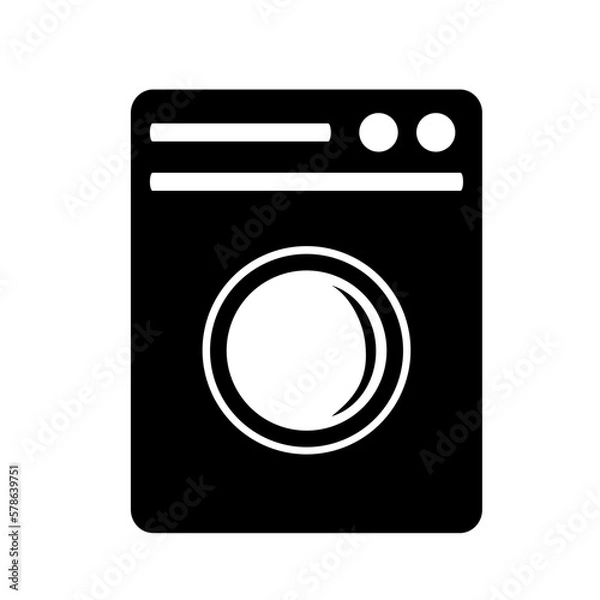 Fototapeta Vector illustration, web icon. Washing machine. Flat design. Isolated on a white background.