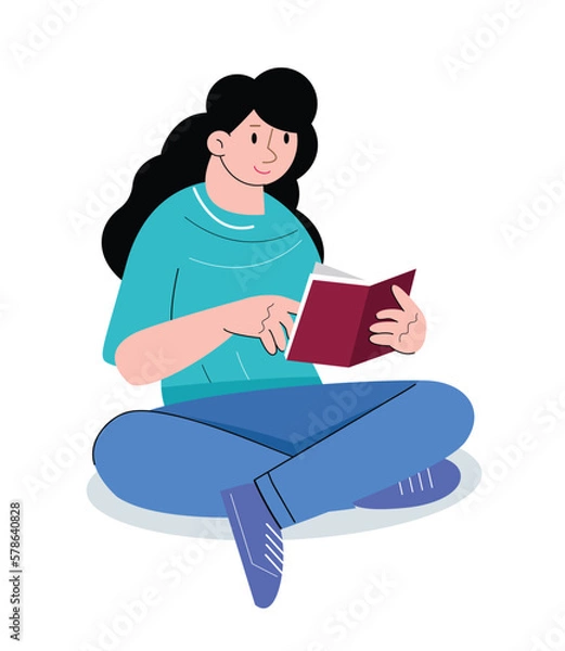Fototapeta character people read book vector illustration
