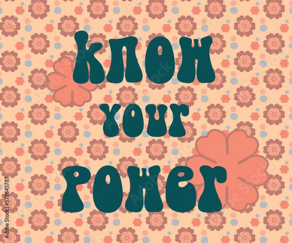 Obraz Pattern 70s flower background illustration vector