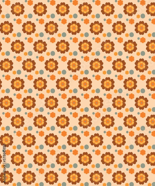 Obraz Pattern 70s flower background illustration vector