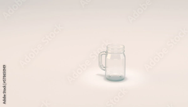 Fototapeta Empty glass mason jar. White studio background.