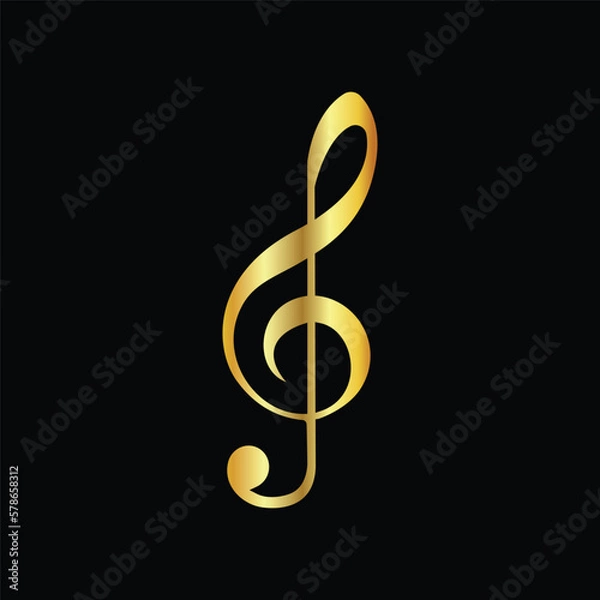 Fototapeta black gold, musical notes, flat icon, vector, template, design