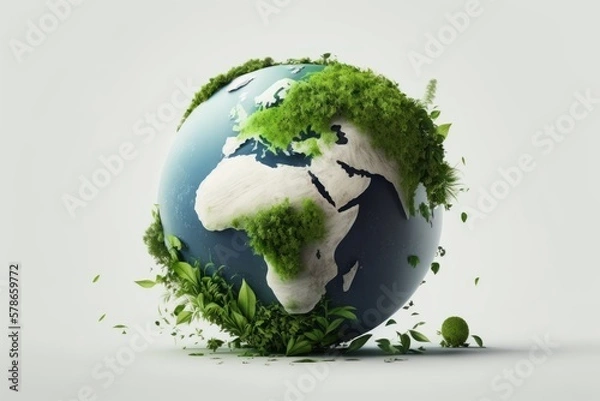 Fototapeta Earth day concept on white background, World environment day. Generative Ai