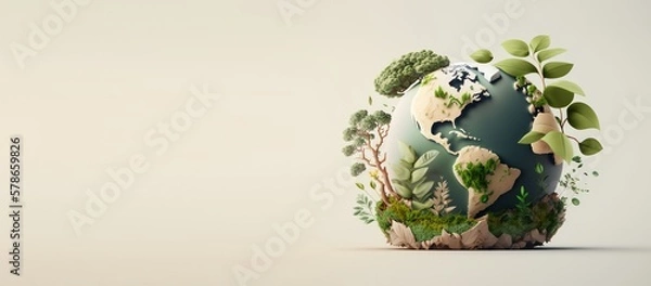 Fototapeta Earth day concept on white background, World environment day. Generative Ai