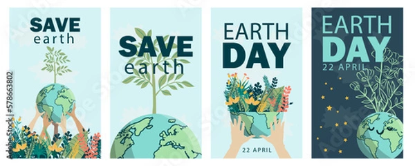Obraz illustration save the earth, protect nature and the environment. save the environment. vector template for card, poster, banner, flyer.