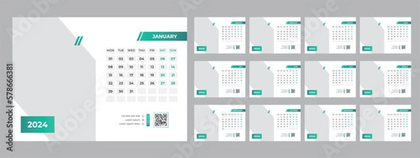 Fototapeta Desk Calendar Template 2024