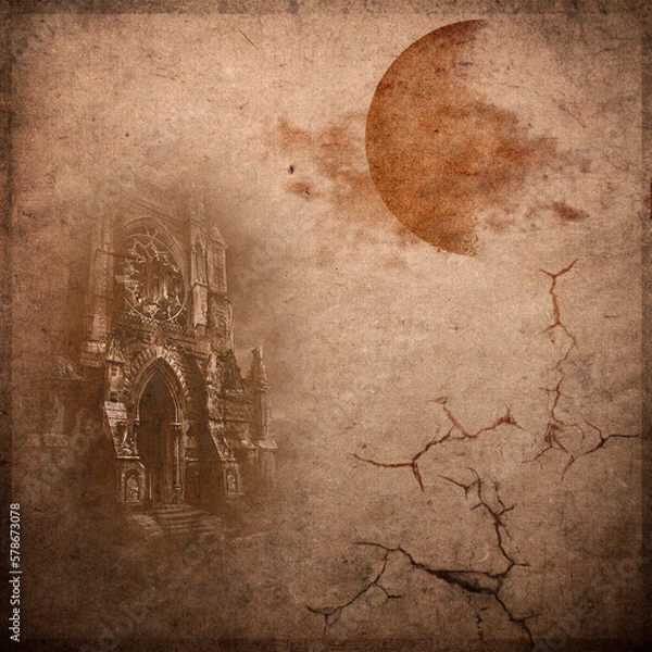 Fototapeta Digital artwork, Scrapbooking paper, sheets of gothic digital paper, Occult Backgrounds, Magic, Halloween, Junk Journal, decoupage	