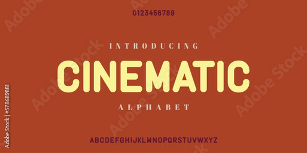 Fototapeta Cinematic. Modern Bold Font. Regular Italic Number Typography urban style alphabet fonts for fashion, sport, technology, digital, movie, logo design, vector illustration