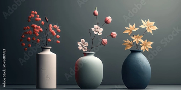 Fototapeta A Delicate minimalistic flower vase is displayed in an HD Windows wallpaper - generative ai.