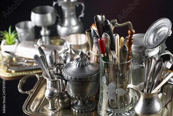 Obraz Silverware on an old background.