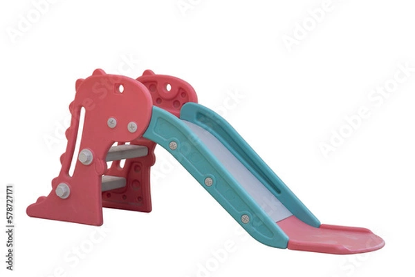 Fototapeta Plastic slide is a toy that children be satisfied isolated on white background included clipping path. 
