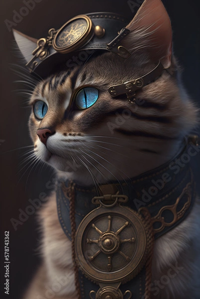 Obraz navigator capitain cat with a steampunk hat