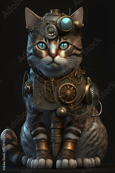 Obraz futurist cat, robotic animal 