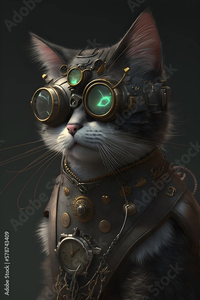 Obraz futuristic technological scientific cat