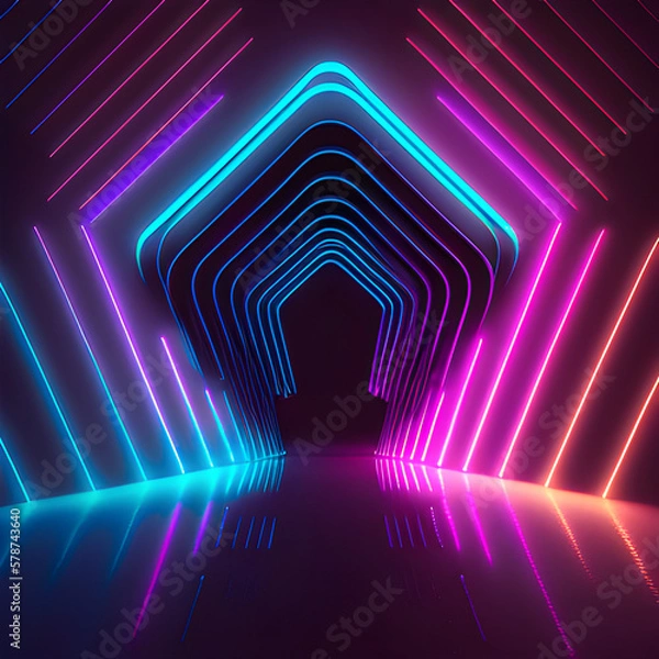 Obraz abstract background with glowing lines neon