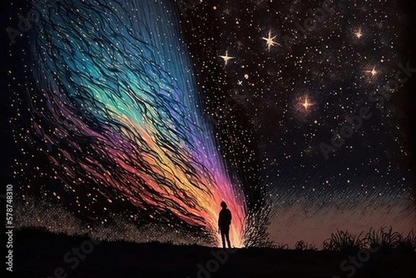 Fototapeta Beautiful night sky background, generative ai