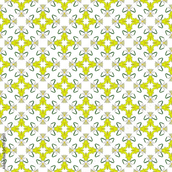 Fototapeta Spring flowers collection of seamless pattern drawing 19