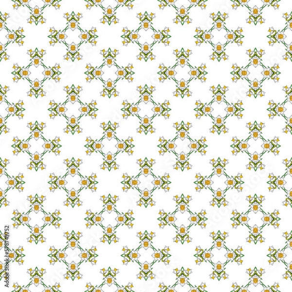 Fototapeta Spring flowers collection of seamless pattern drawing 25