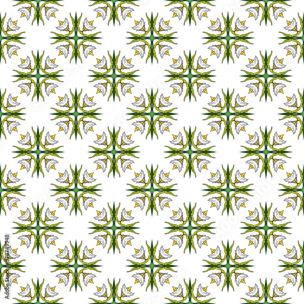 Fototapeta Spring flowers collection of seamless pattern drawing 39