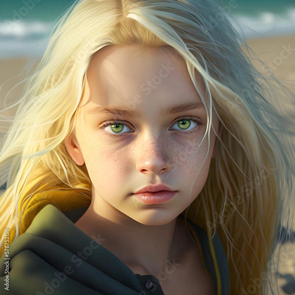 Fototapeta Portrait of a Girl on the Beach