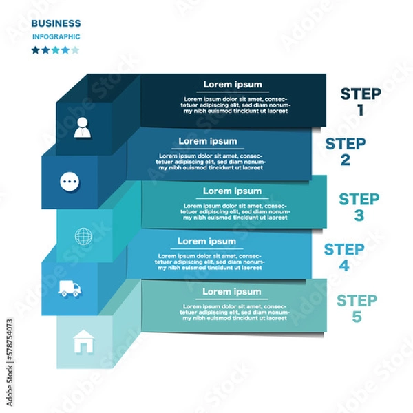 Fototapeta infographic abstract vector elements 5 options design for business or finance layout template Vector Stock Illustration