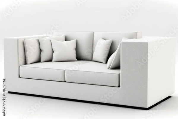 Fototapeta Isolated contemporary sofa. Isolated on white, a plush sofa in a modern living room. Generative AI