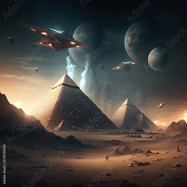 Obraz Alien Invasion Ancient Egyptian Pyramids Sci-Fi - Atenvalley.com