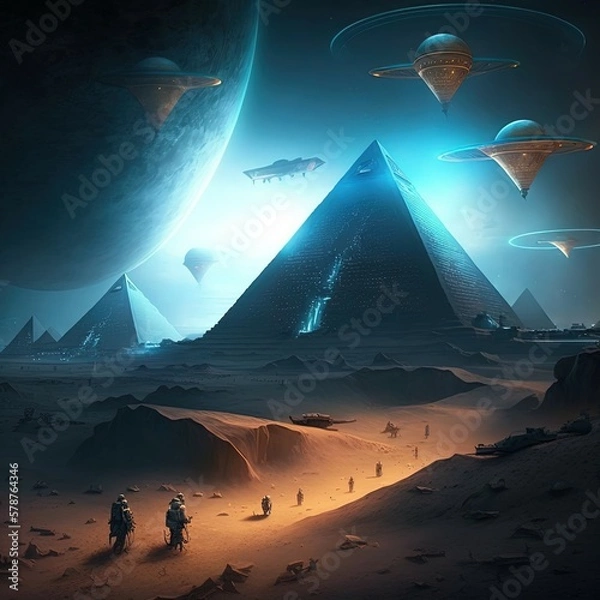 Obraz Alien Invasion Ancient Egyptian Pyramids Sci-Fi - Atenvalley.com