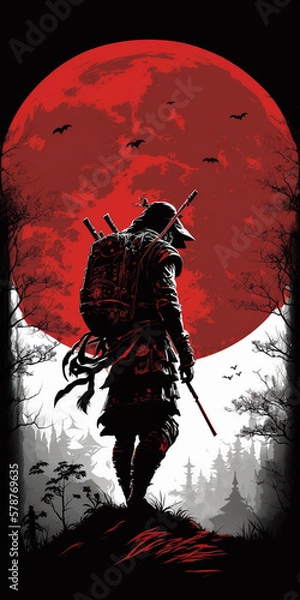Fototapeta Samurai created with Generative AI Technology	