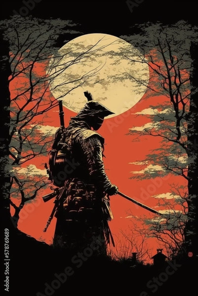 Fototapeta Samurai created with Generative AI Technology	