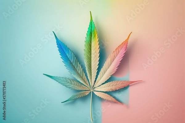 Fototapeta trendy 3d modern pastel color marijuana cannabis leaf made by generative ai