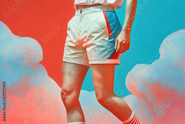 Fototapeta 3d patriotic red white and blue swim trunks concept design made by generative ai