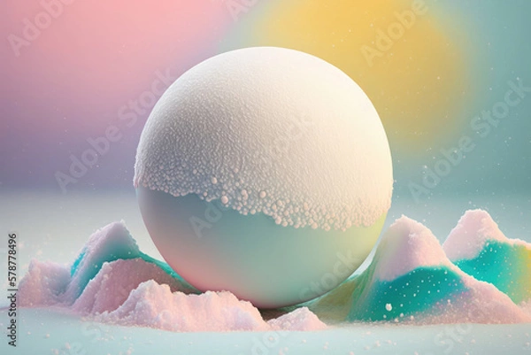 Fototapeta 3d pastel colored snowball illustration made by generative ai