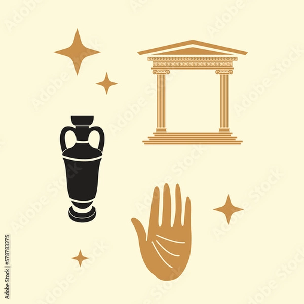 Obraz vector vintage collage aesthetic element set, vector illustration collage mixed media art 