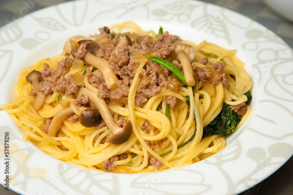 Fototapeta キノコの和風スパゲッティ