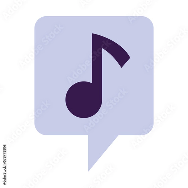 Fototapeta Note and music symbol inside the bubble, cartoon style. Trendy modern vector illustration isolated on white background, hand drawn, flat