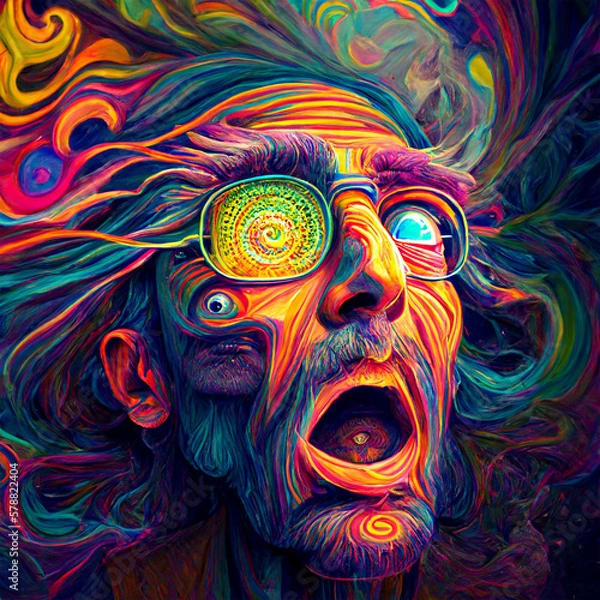 Obraz psychedelic man with glasses, ai generative