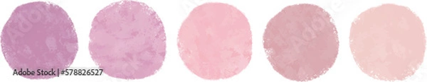 Obraz Pink, peach circle watercolor brush stroke and sptamp vector set. Peachy highlight cover set. Grunge round shapes design art elements vector