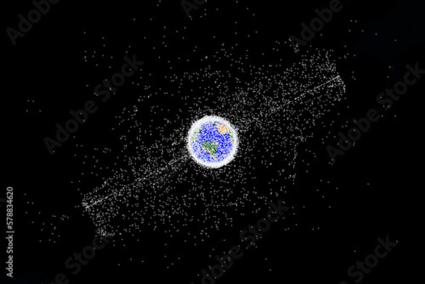 Fototapeta Space debris around the planet Earth. Elements of this image furnishing NASA.