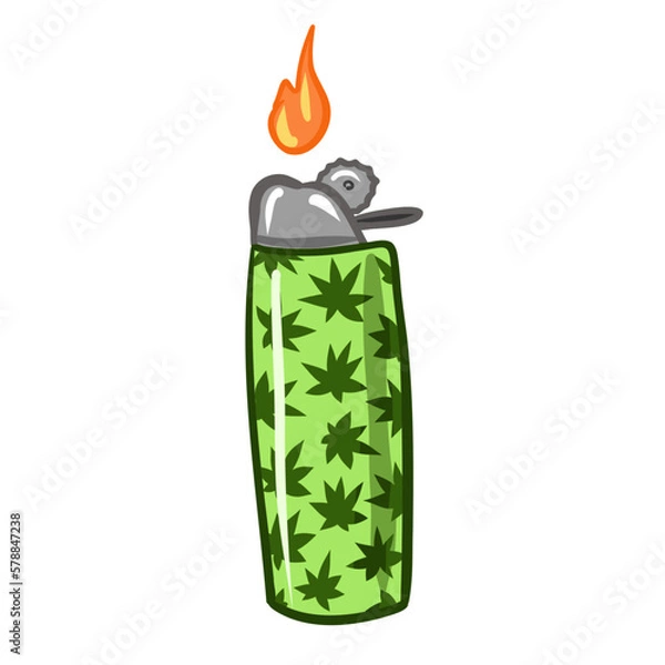 Obraz lighter for smoking. lighter with cannabis. smoke weed vector