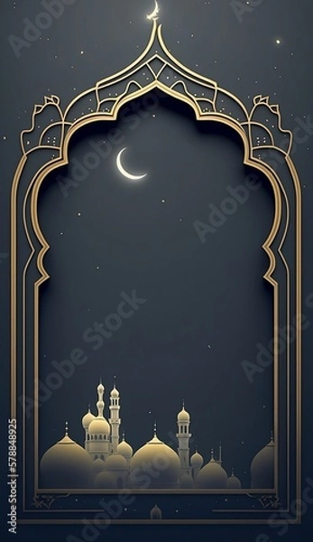 Fototapeta Ramadan mockup frame illustration created using generative AI.