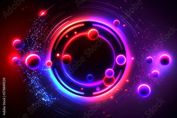 Fototapeta futuristic neon background red and blue circles Generative ai