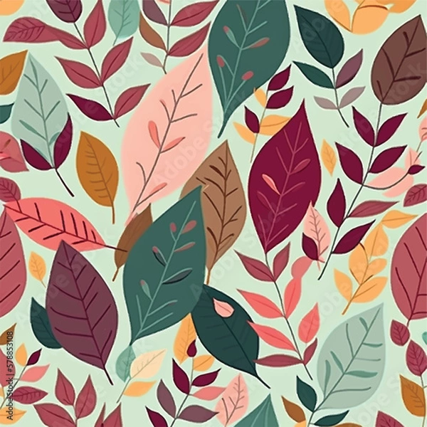Obraz Colorful leafs over flat background, minimal design